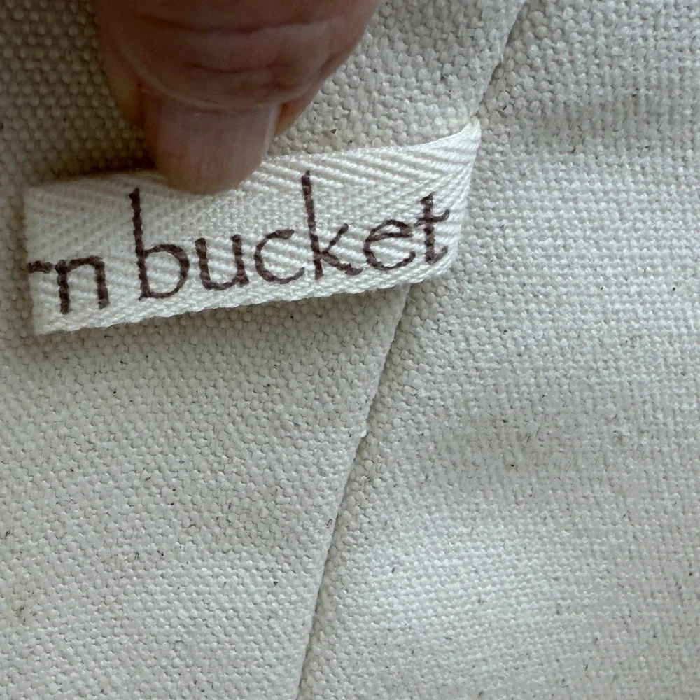 A Southern Bucket Mail Burlap Storage Bin w/ Handles Home Decor Rustic Farmhouse